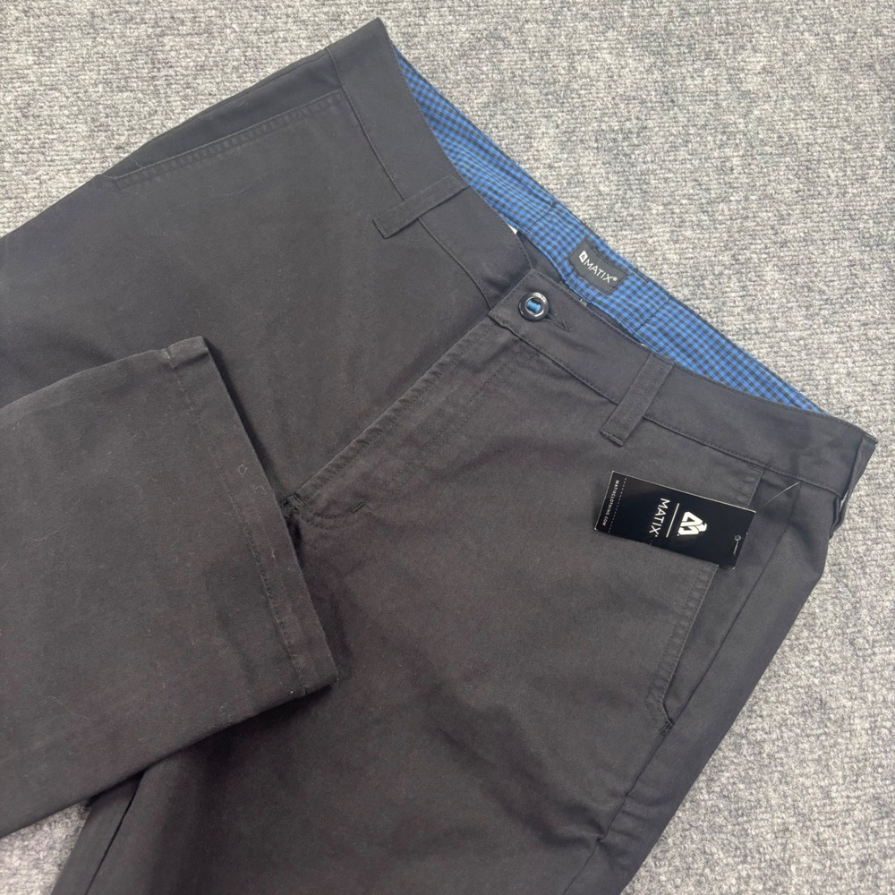 Matix Chino Pants 36 Black Straight Leg Twill Skateboard Trousers NWT Mens